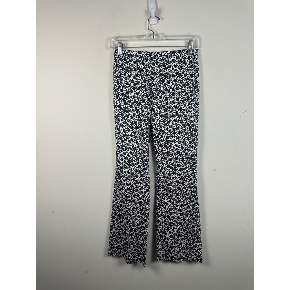 Sara Campbell Pants Women XS Black White Excellent Floral Stretch‎ USA 2712
